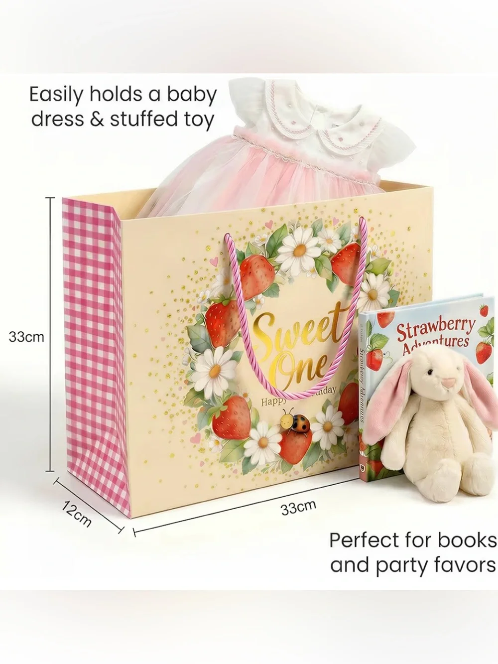 Large Strawberry 1st Birthday Gift Bag Set